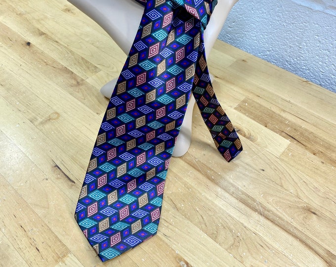 Geometric Necktie, Colorful Diamonds Tie, Festive Men’s Fashion