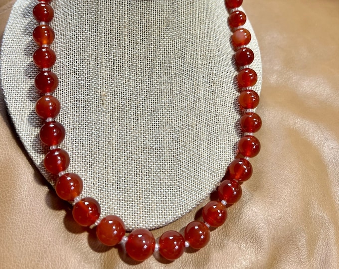 Burnt Orange Bead Necklace, Mid Century Costume Jewelry, Vintage Fashion
