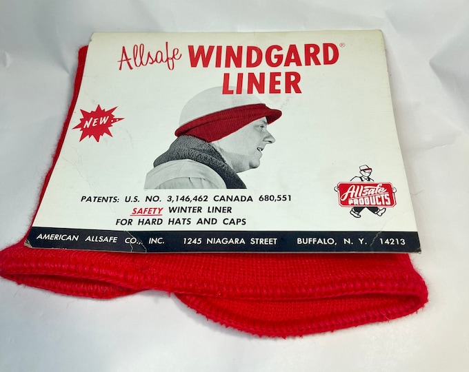 Red Headband, Vintage Head Warmer, Allsafe Windgard Liner