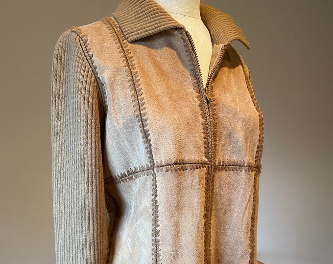 Suede Hippie Jacket, patched brown boho hipster coat