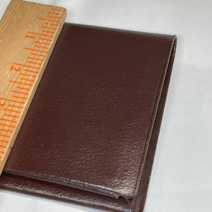 Cartera vintage de cuero marrón, Cartera de hombre con imagen de mediados de siglo, Portamonedas plegable