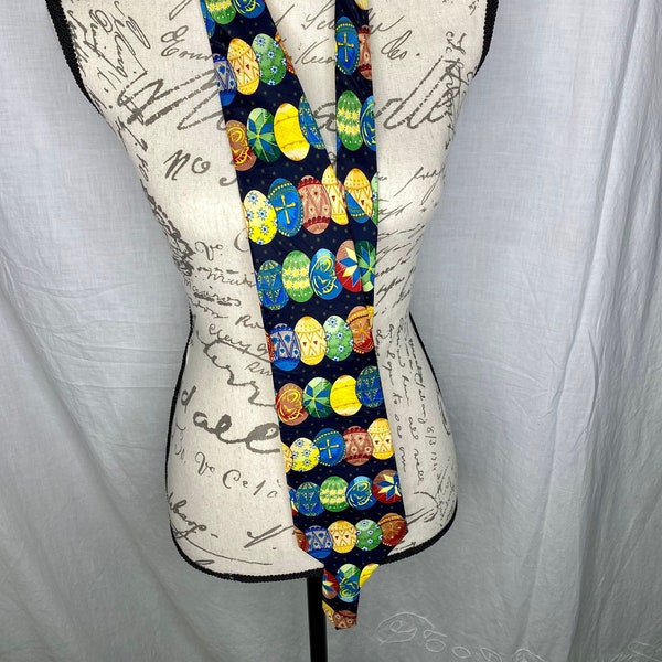 Colored Eggs Easter Necktie, Cultural Painted Eggs Silk Tie