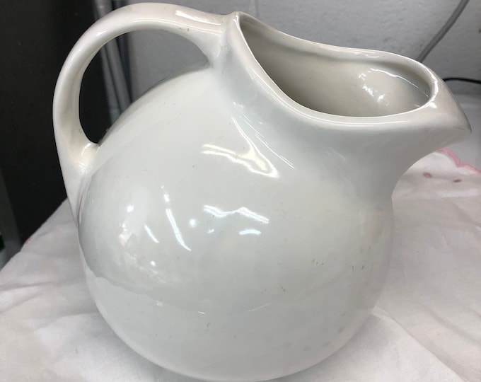 White vintage Pitcher, Hall USA collectible, Cottage Kitchen Decor