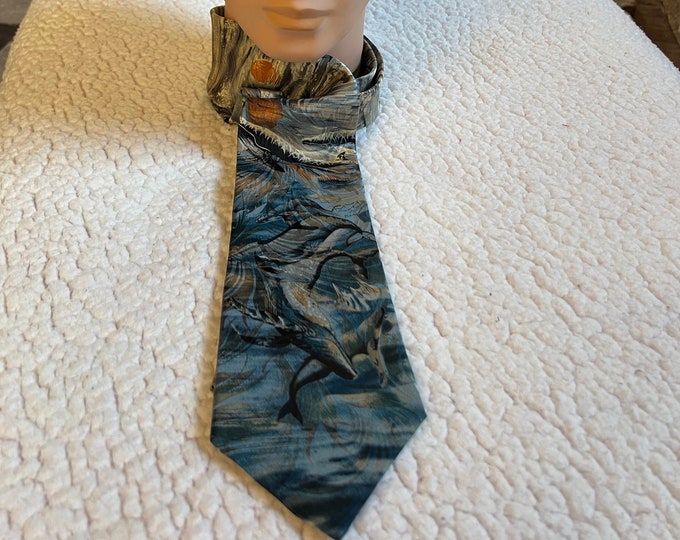 Necktie Silk  Whales, Endangered Species, Gift For Him