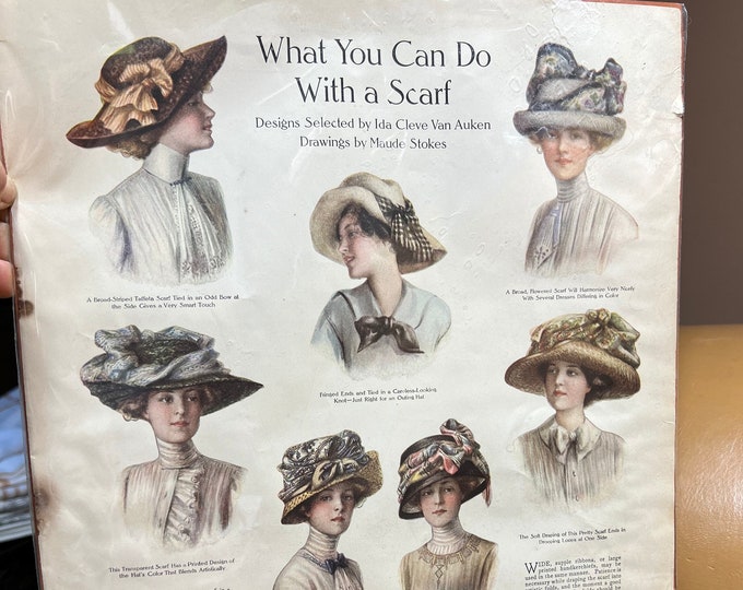 Victorian Fashion Picture, Ways To Wear A Scarf Vintage Poster, Bedroom Decoration