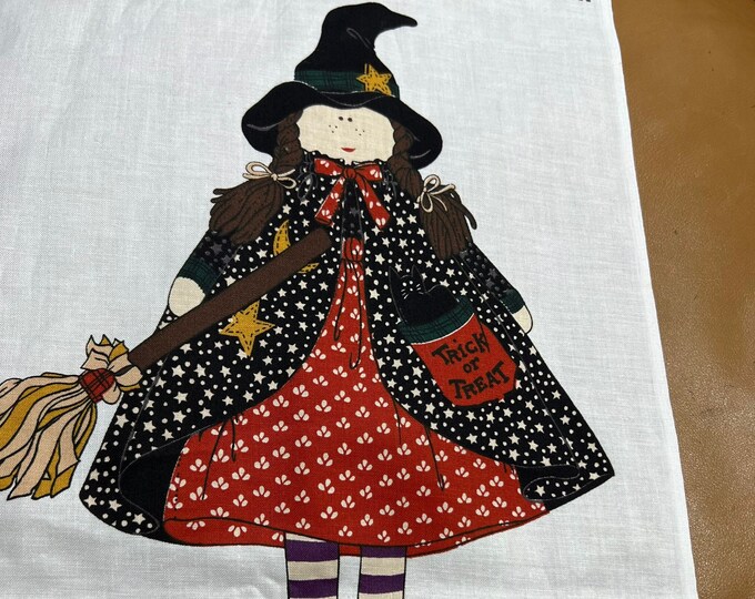 Witch Fabric Pattern Doll Panel, October Halloween Sewing Craft Project