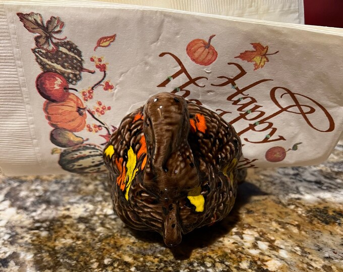 Turkey Napkin Holder, Vintage Thanksgiving Table Decoration, Autumn Kitchen