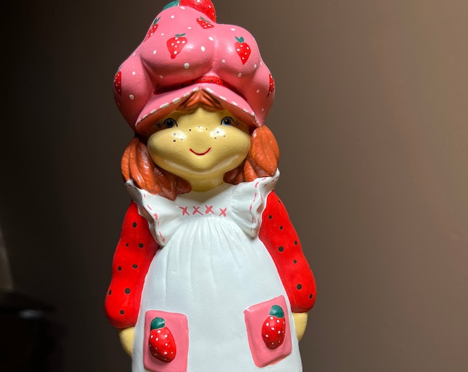 Strawberry Shortcake Statue, Painted Ceramic Figurine, Girl’s Room Decor