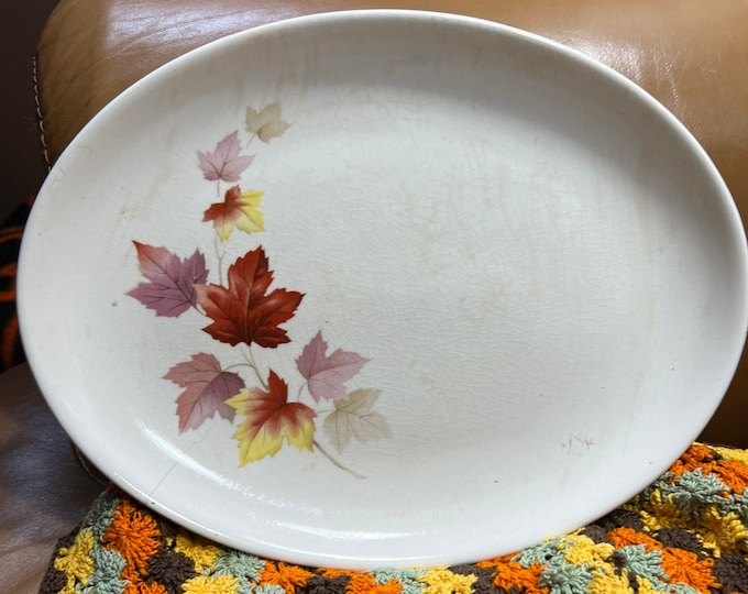 Autumn Leaves Plate, Fall Vintage Thanksgiving Dish