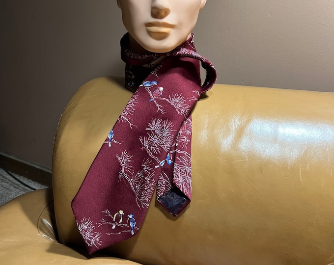 Lovebirds Necktie, Vintage Bird Watcher Tie