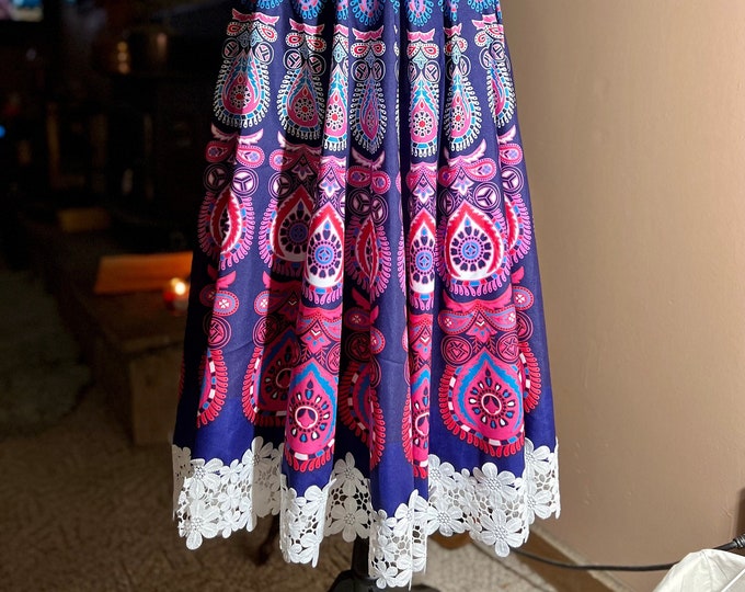 Hippie Skirt, Bohemian Peasant Concert Wear, Psychedelic
