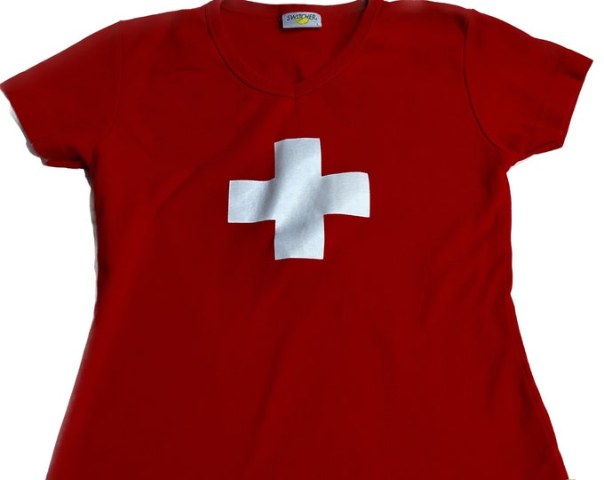 First Aid Cross Tee Shirt, Lifeguard T Shirt, Red And White Summer Top