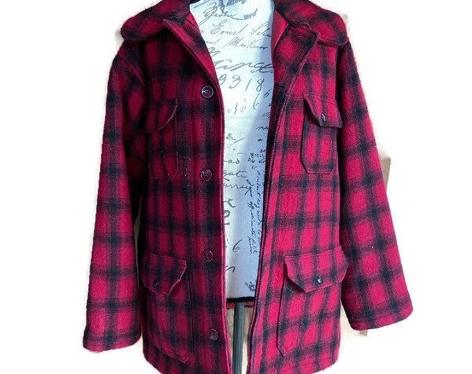 Woolrich Buffalo Plaid Vintage Coat, Vintage Hunting Jacket, Muzzle Load Hunt, Unisex Winter Wool