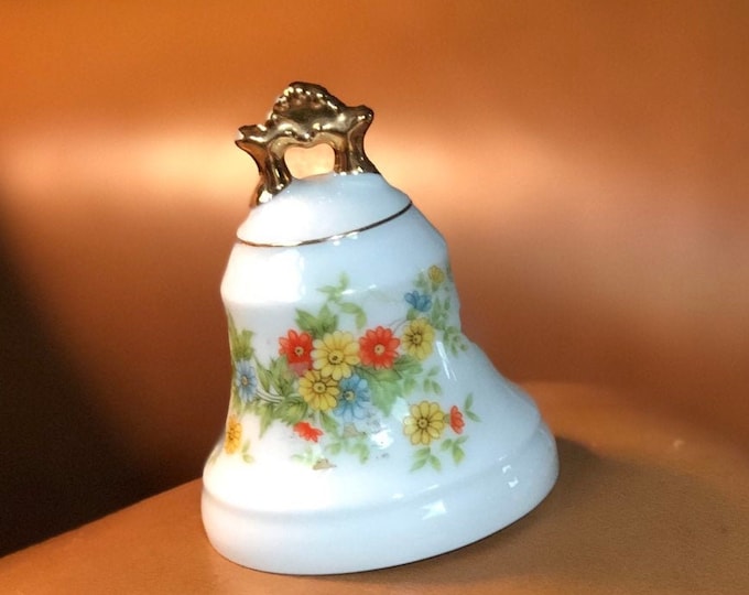 Hand Painted Porcelain Bell, Vintage Lefton China Collectible Bell - Wildflowers