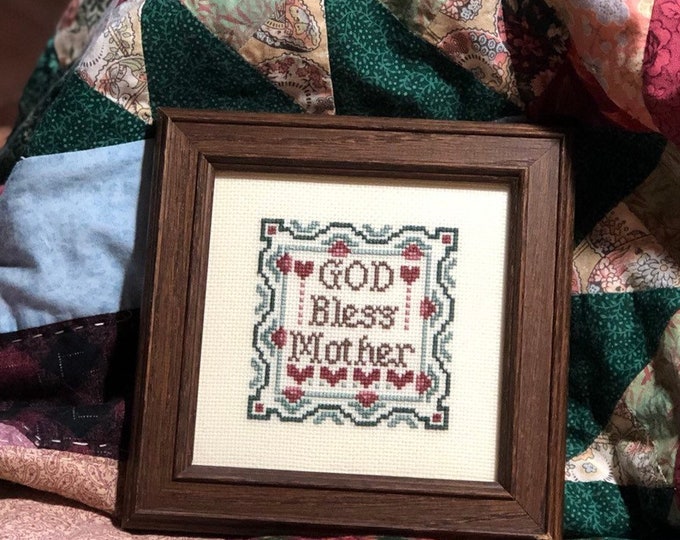 Mother's Day Gift, Counted Cross Stitch Wall Hanging, God Bless Mother