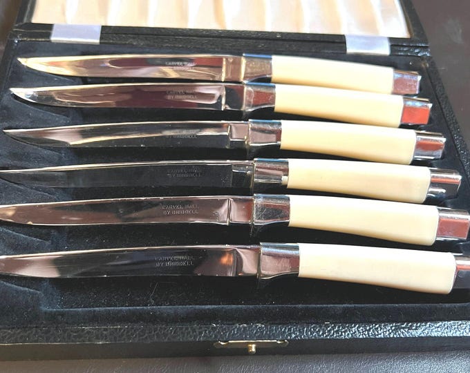 Steak Knives Set Vintage, Mid Century Table Setting, Utensils