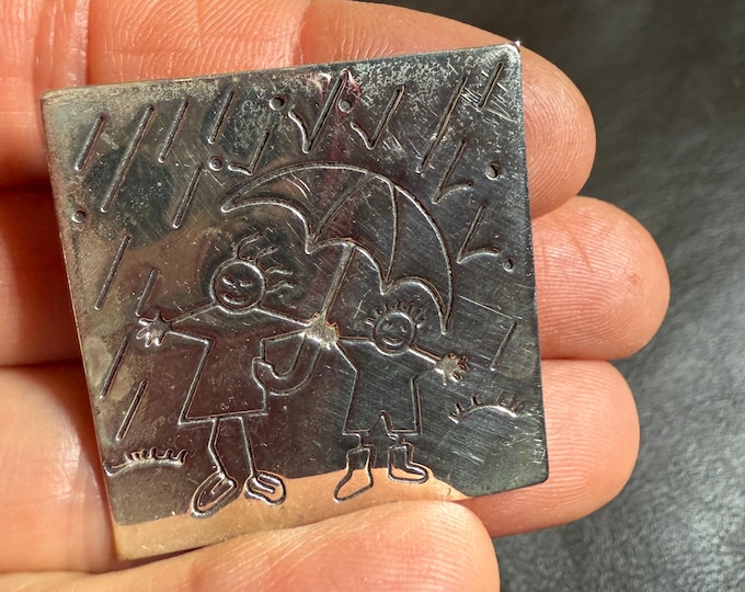 Silver Mother's Day Pin, Gift for Mother 925 Mexico Brooch, May Showers Mommy and Me
