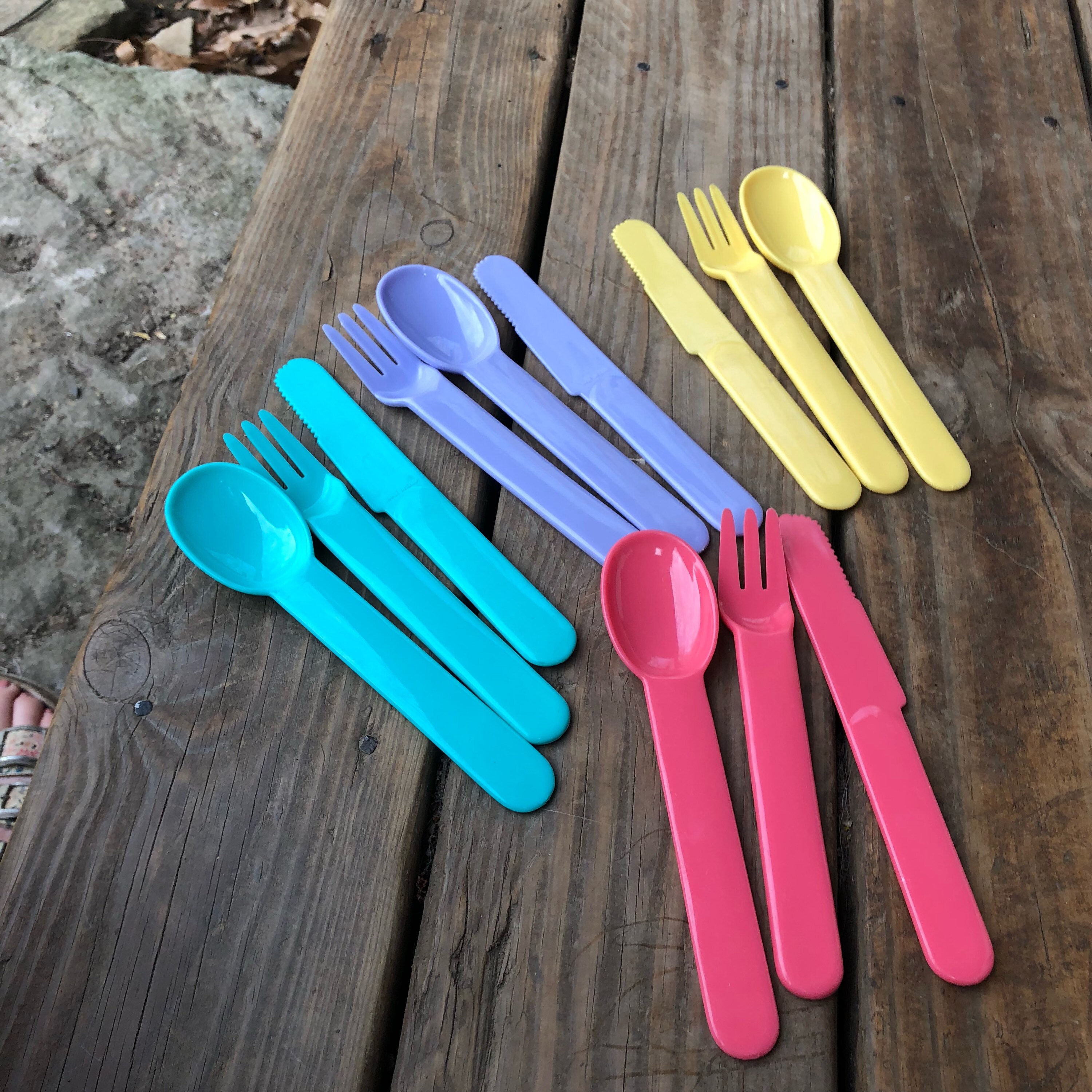 Plastic Picnic Silverware Set Children's Colorful Flatware