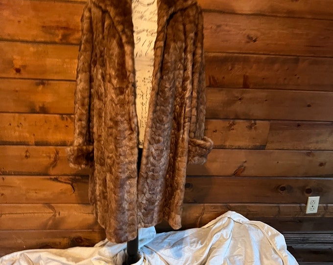 Brown Fur Coat, Formal Or Casual Warm Unique Genuine Fur Fashion Winter Wear Long Jacket