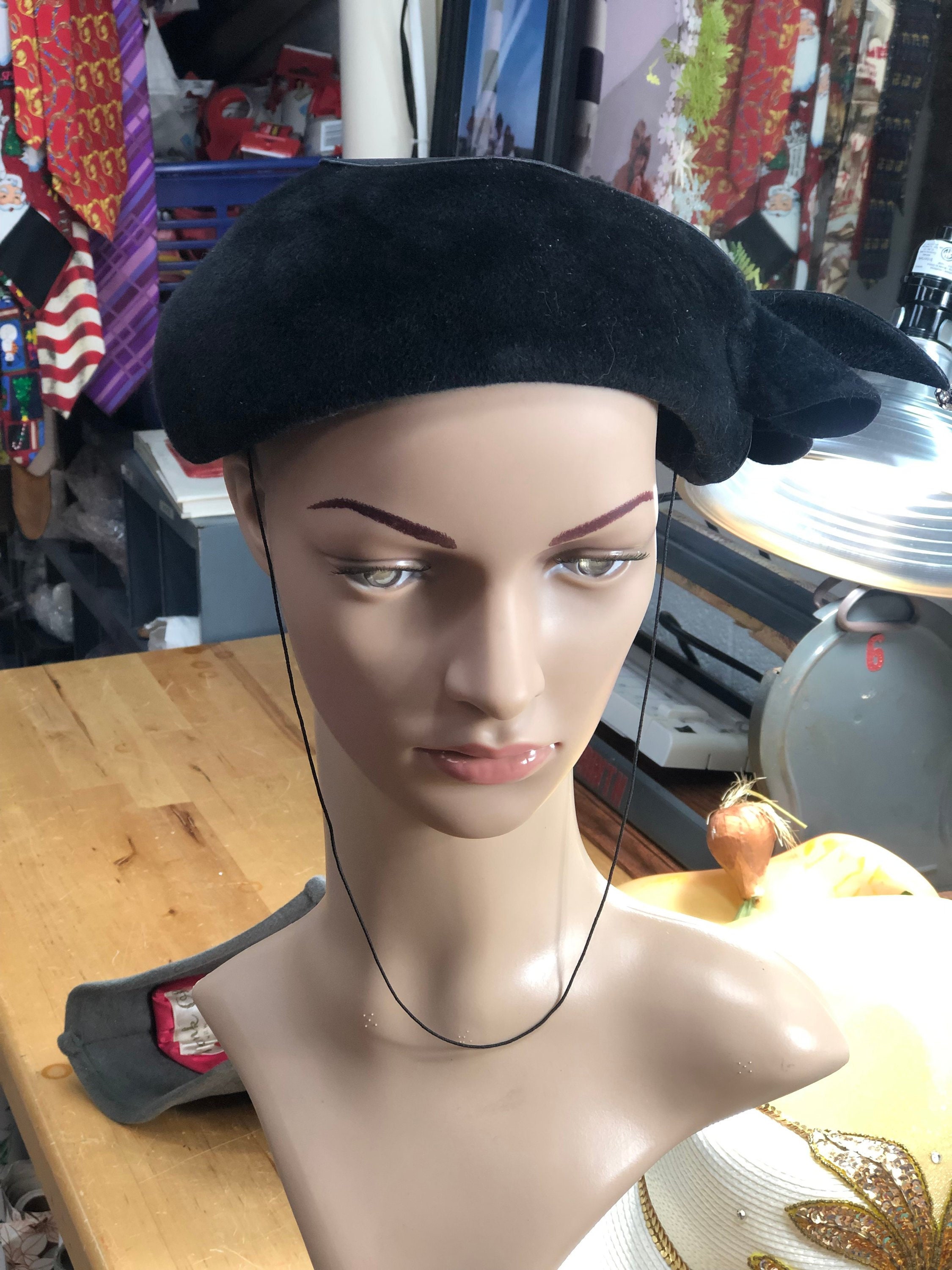 Black Vintage Pillbox Hat Retro Formal Fashion Hat Vintage Women's