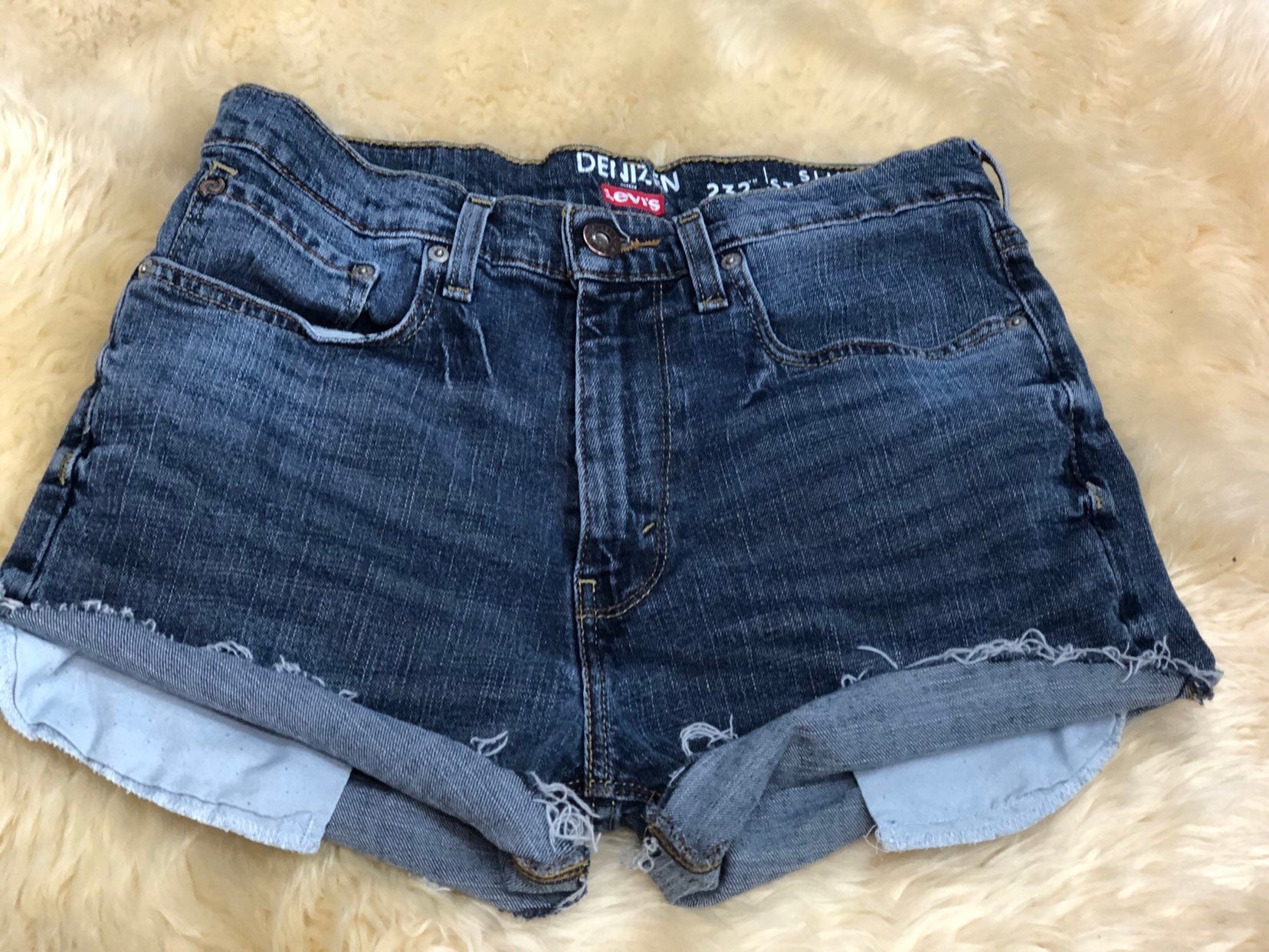 Levi's Denim Jean Shorts Cut Off Fringed Women's Shorts Summer