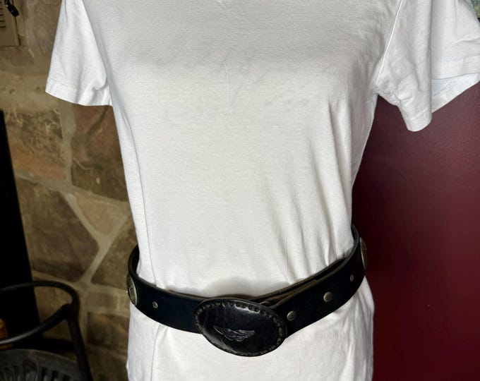 Black Leather Belt Trvinos, Sturgis Motorcycle Rally Fashion Accessory, Gothic Unisex Deadwood South Dakota Biker