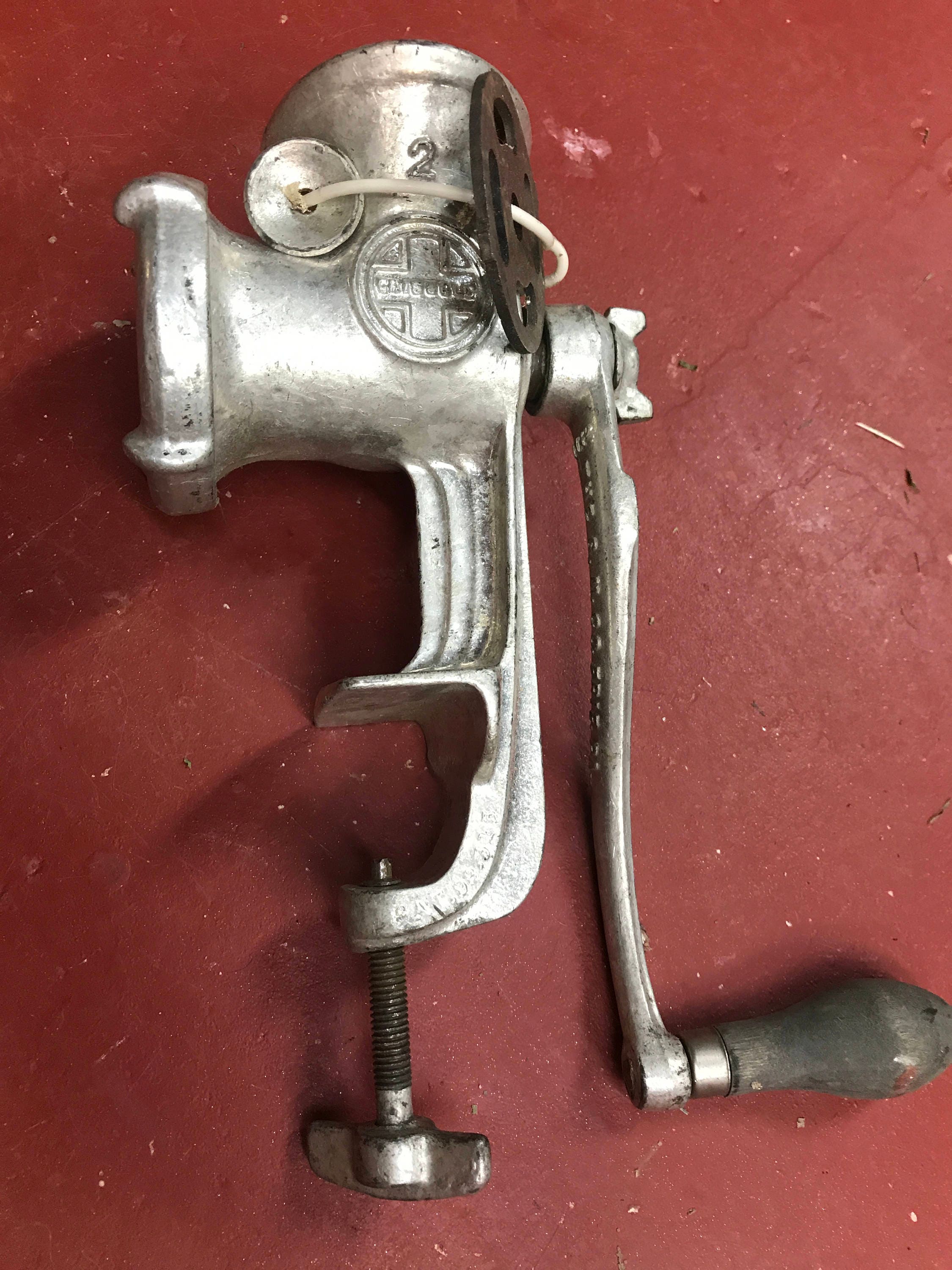 Griswold hand grinder, vintage farmhouse kitchen meat grinder