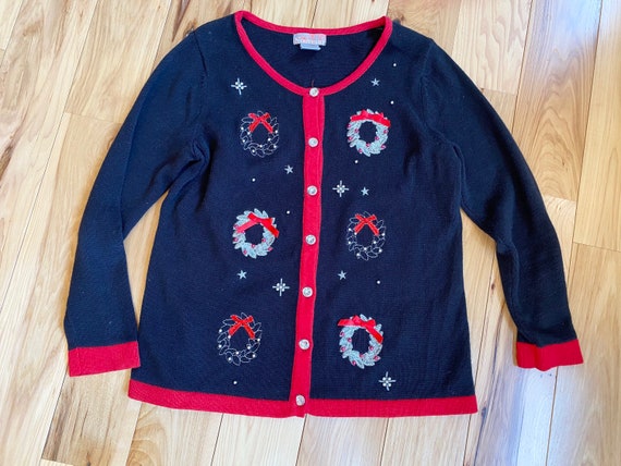 Christmas Wreath Sweater, Holiday Party Cardigan,… - image 9