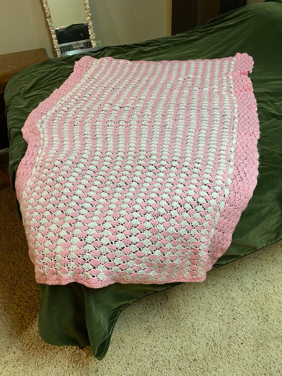 Pink Handmade Baby Afghan Girl Toddler Blanket Soft Throw Etsy