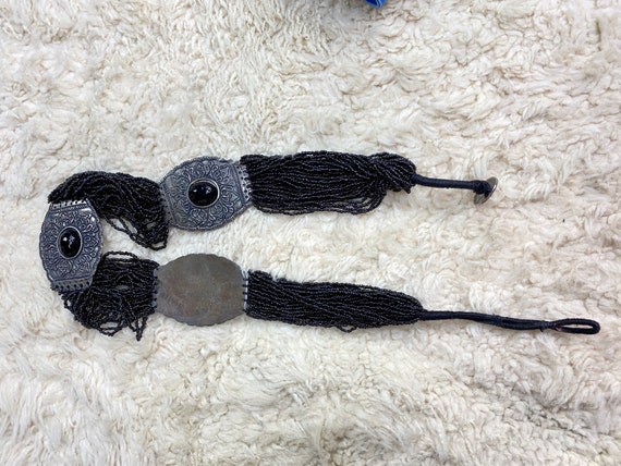 Black Beaded Silver Belt, Statement Southwestern A