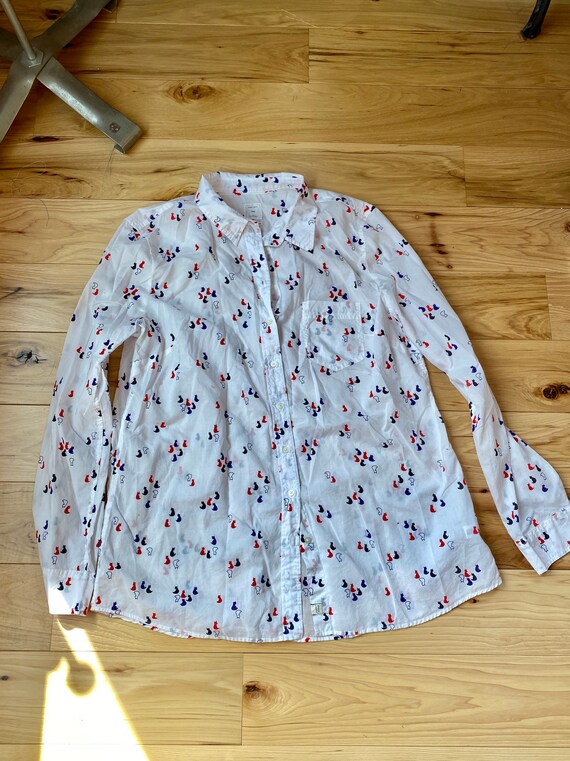 Women’s cotton Shirt, Cat blouse, cat lover fitted