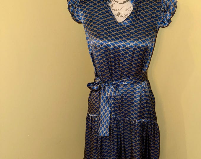 Silk Summer Dress Made In Italy Sealup Blue Printed Casual Formal Party