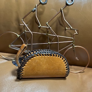 Monedero de cuero, monedero unisex, cosido vintage
