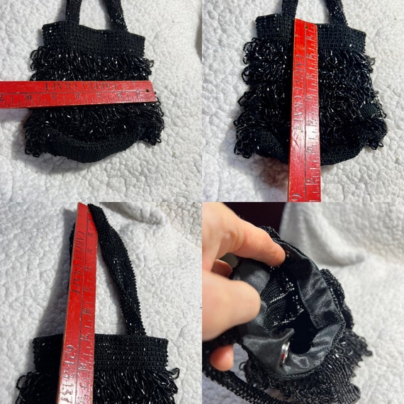 Black Flapper Handbag, Beaded Evening Cocktail Pu… - image 10
