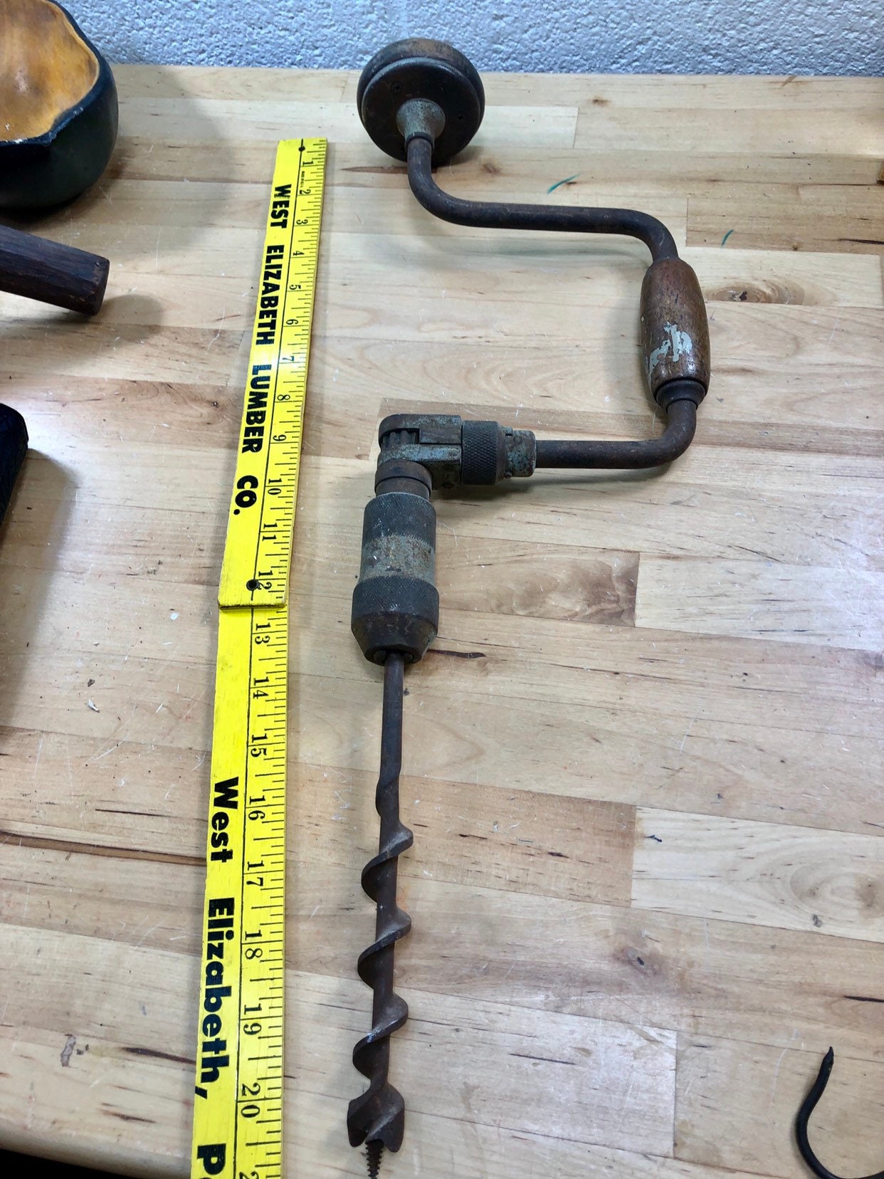 Antique Drill Tool Hand Held Crank Screw Driver Drill