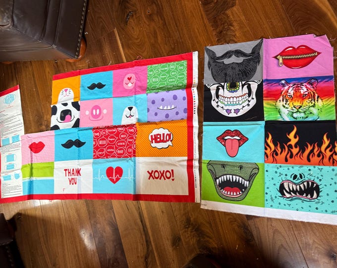 Face Mask Fabric Panels Sewing Craft Project Colorful Whimsical Fun Prints