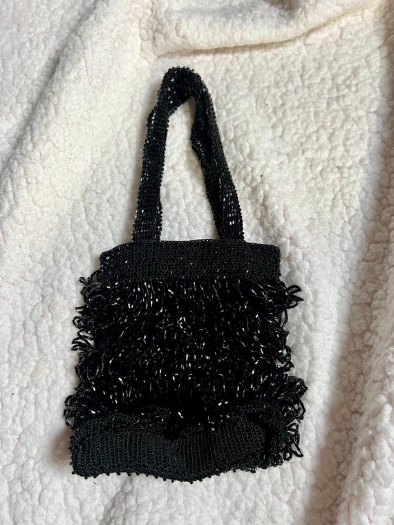 Black Flapper Handbag, Beaded Evening Cocktail Pu… - image 7