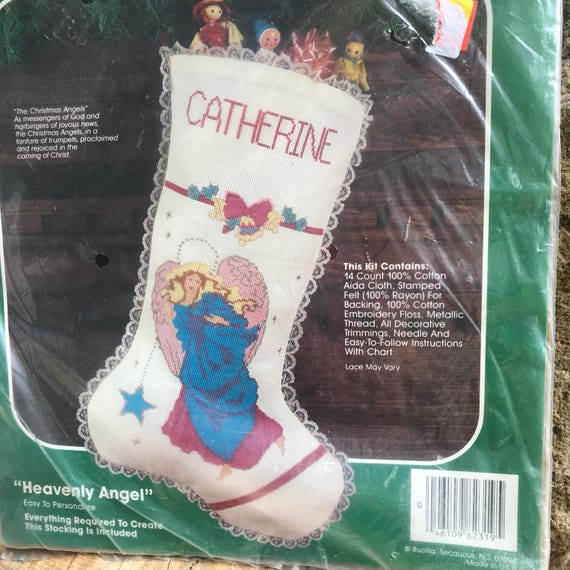 Christmas Stocking Cross Stitch Kit, Holiday Needle Art Project 