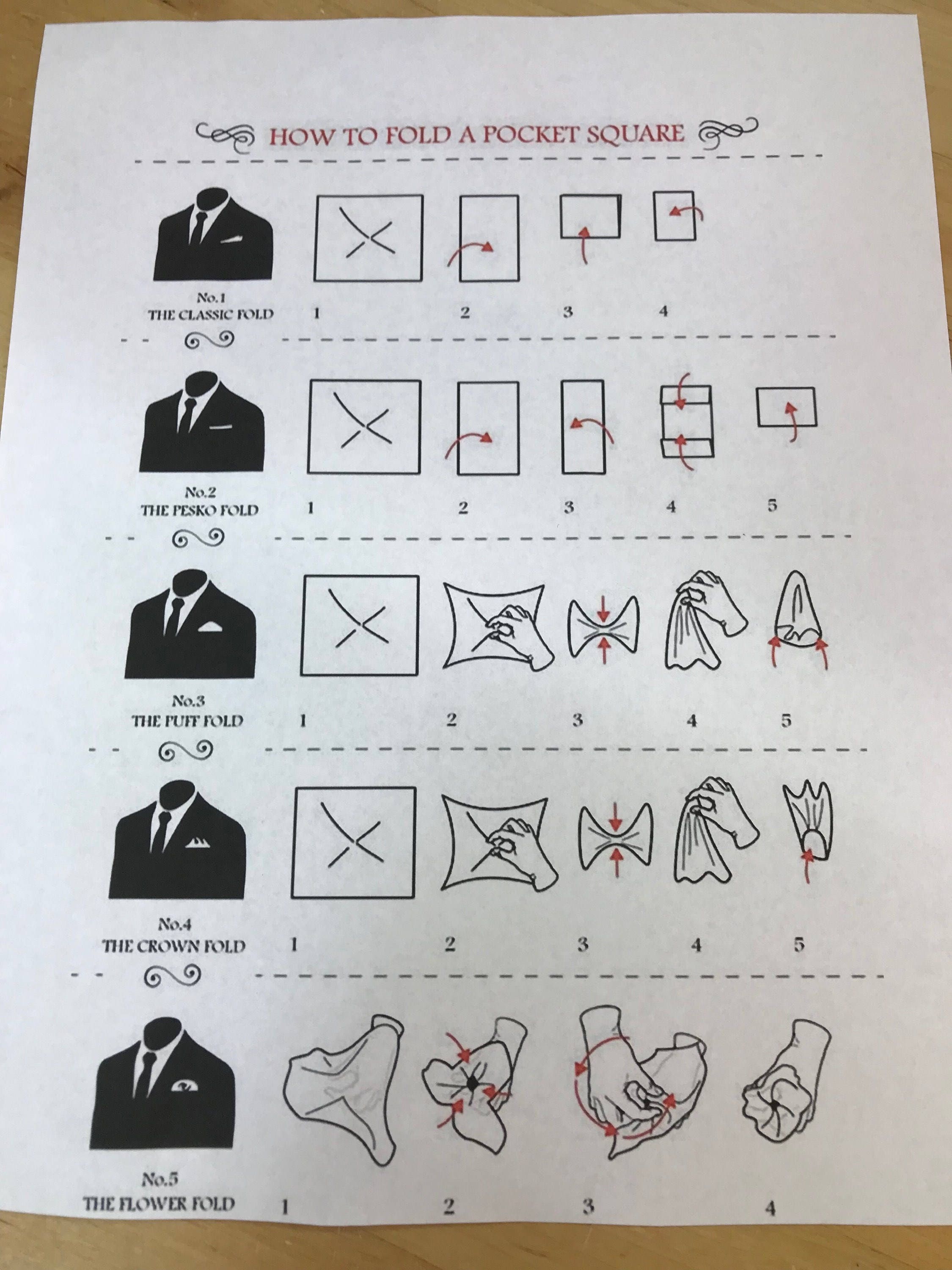 Pocket Scarf with folding instructions Set of 3