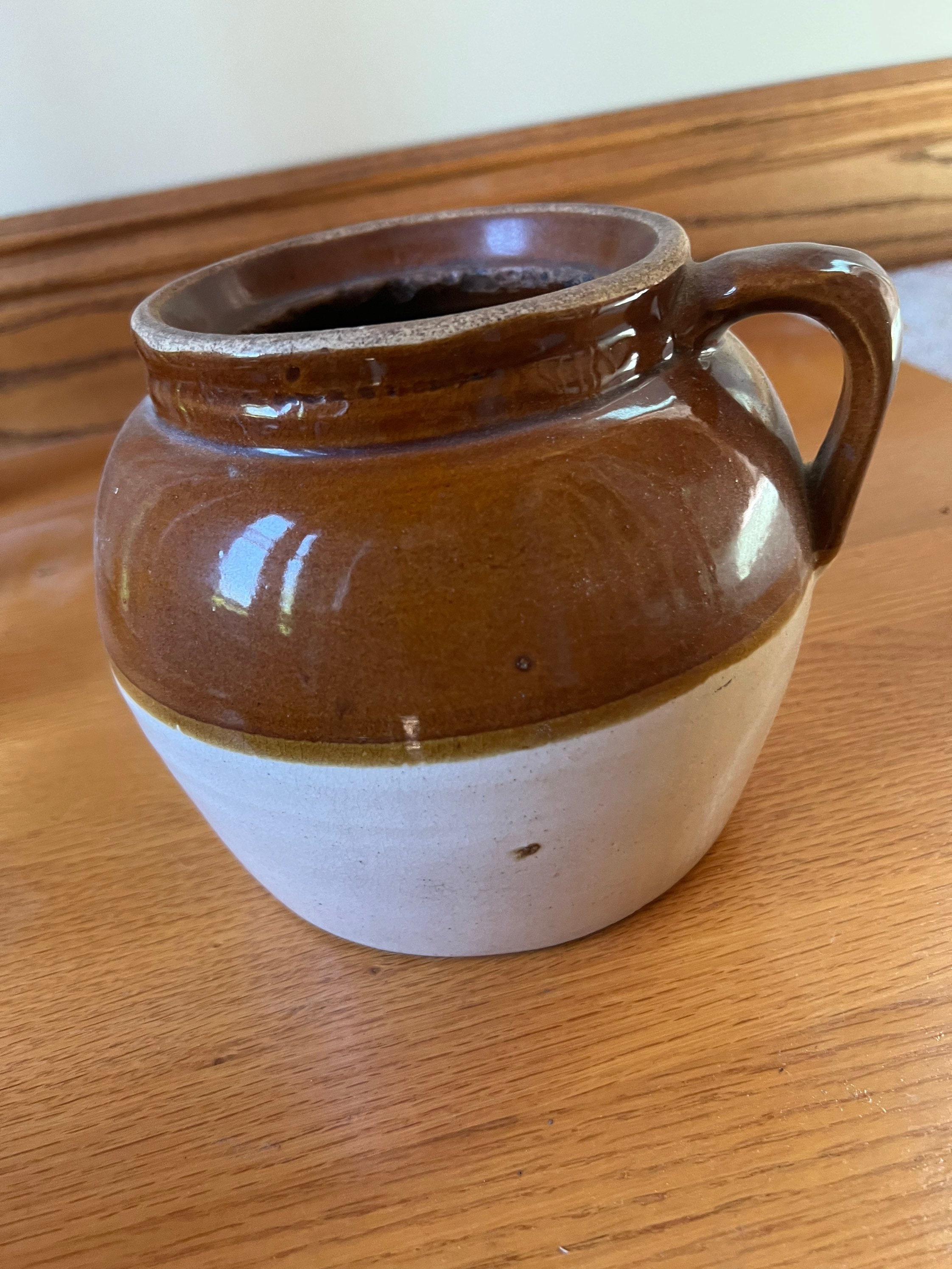 vintage small brown and white Stoneware crock jug – Unique Antiques of  Connecticut