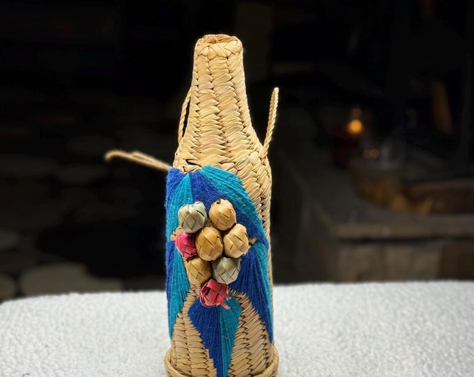 Wine Carrier Wicker Straw Woven Case, Party Vintage Hostess Gift