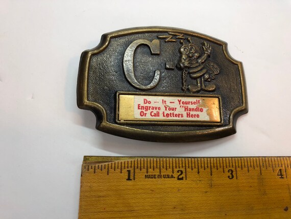 Citizens Ban Radio Belt Buckle, Vintage Brass Bel… - image 3