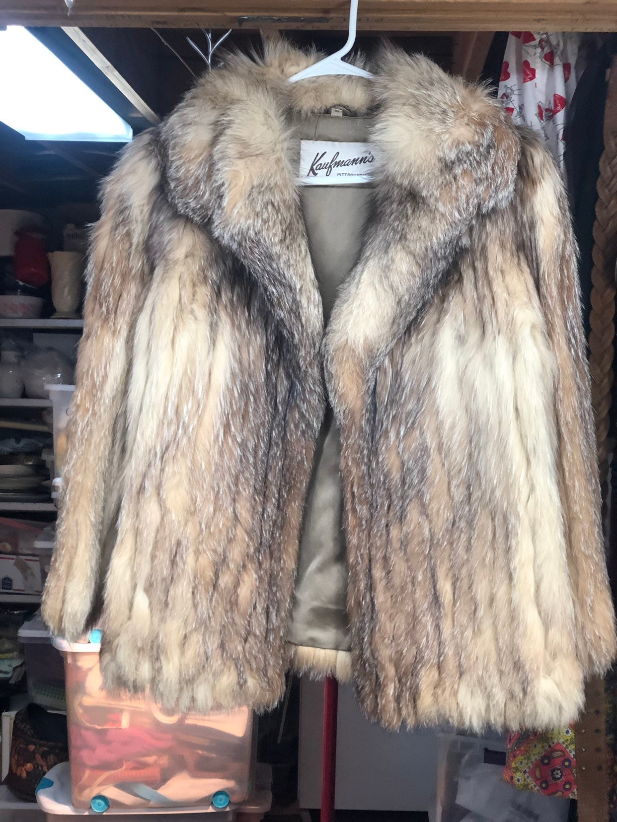 Fox Fur Coat, Vintage Short Genuine Fur Jacket, Monogrammed Retro Fur