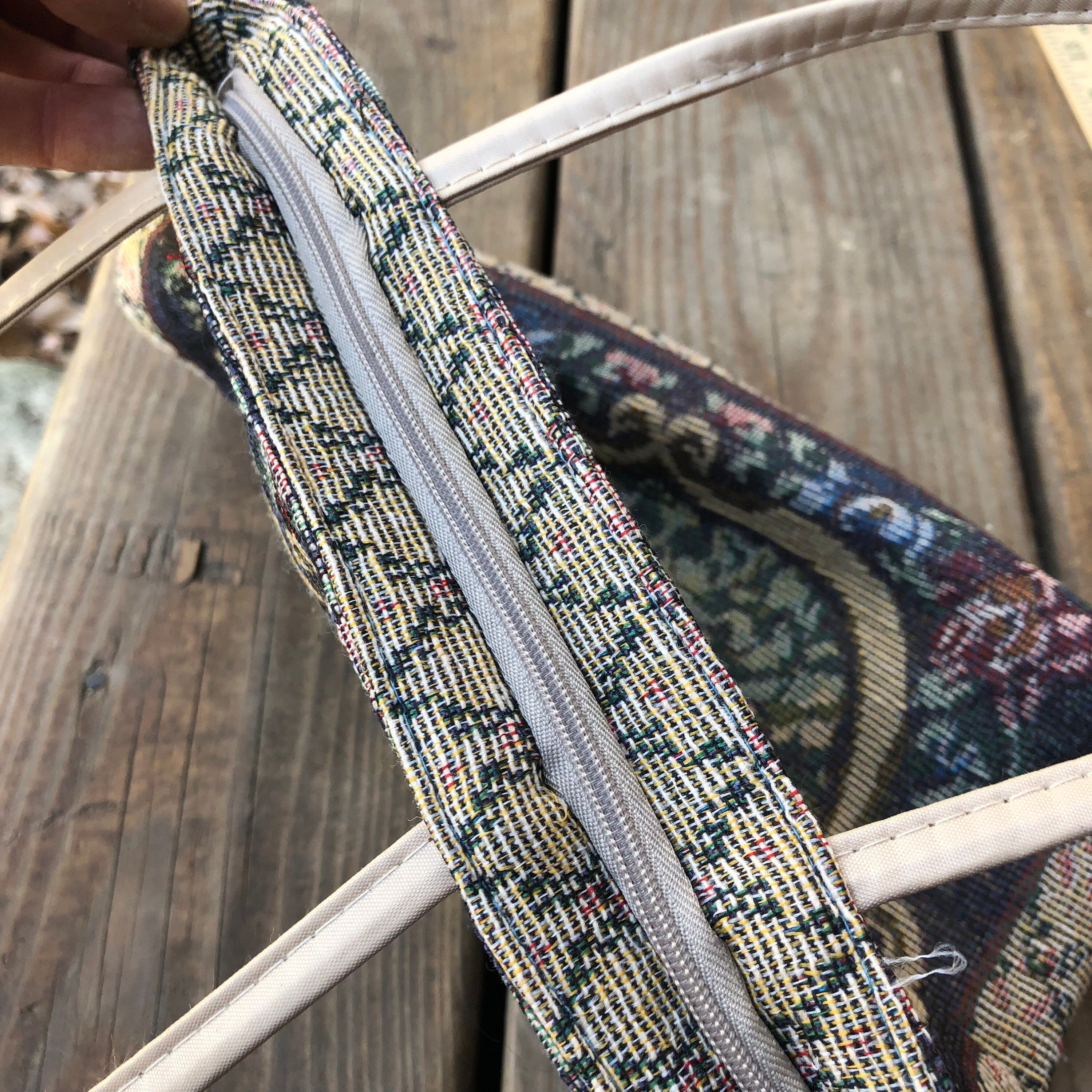 Carpetbagger Style Purse Tapestry Handbag Upholstered Bag