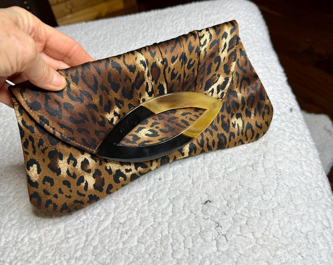 Leopard Print Clutch Handbag, Evening Cocktail Party Purse, Formal or Casual Fashion