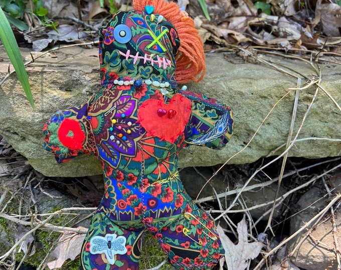 Voodoo Doll, Handmade Embroidered Doll, Halloween Decoration, Handmade Popppit, Fabric Art