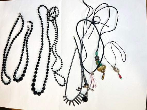 Vintage Black Necklaces Lot, Gothic Costume Jewel… - image 2