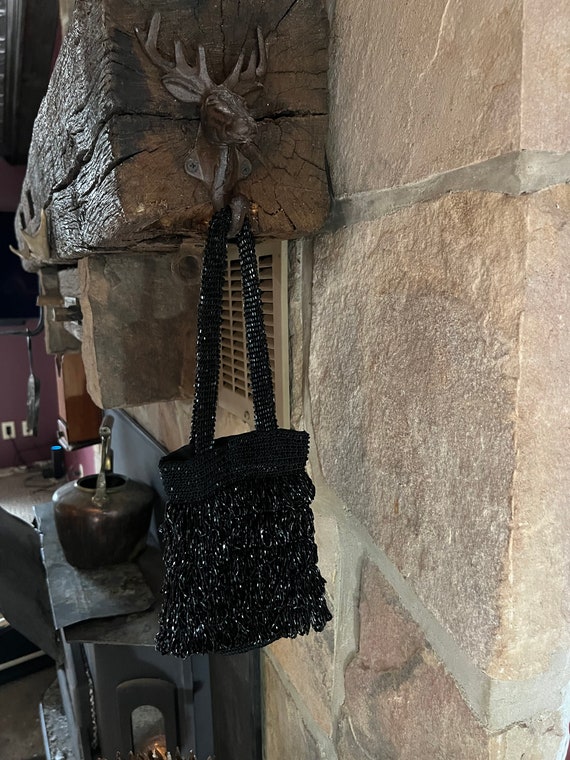 Black Flapper Handbag, Beaded Evening Cocktail Pu… - image 8