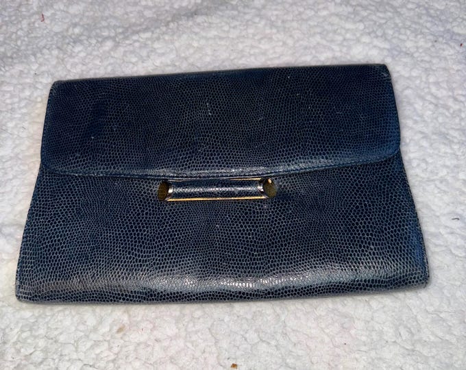 Rodo Black Lizard Skin Leather Clutch Handbag Vintage Formal Evening Cocktail Bag