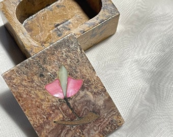 Carved Stone Ring Box, Inlaid Treasure Box, Unisex Jewelry Box